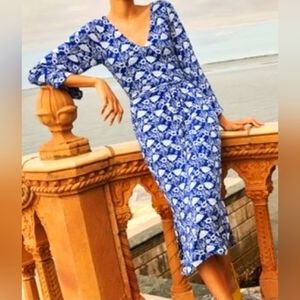 Boden Amy Knit Jersey Dress, Size 6R, Pockets, Midi length, EUC